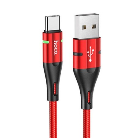 Hoco U93 cable, USB - Type -C, 3 A, 1.2 m, indicator, red-1