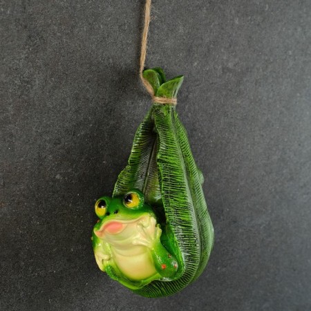 Suspended decor "Frog in a leaf" 12.5x9x18cm
