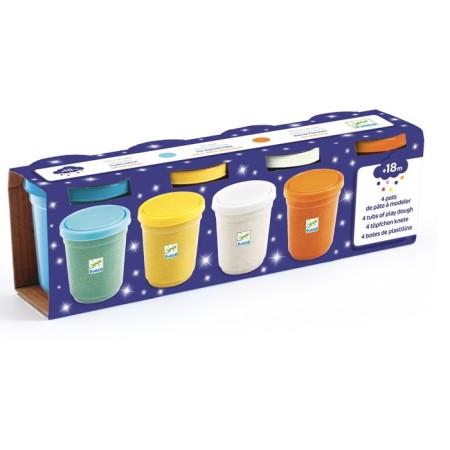 Djeco plasticine set, with sparkles, 4 colors