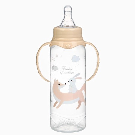 A set of bottles for feeding "Forest animals" 150 and 250 ml, straight, beige color-2