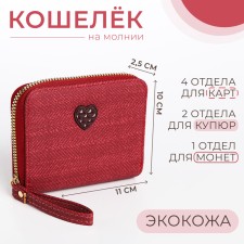 Baby wallet with a zipper, red color