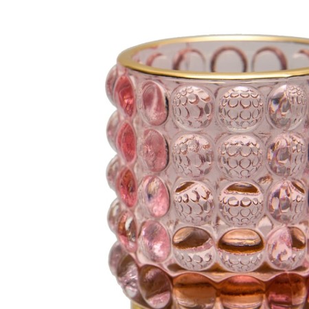 Decorative candlelight made of colored glass, 70 × 70 × 80 mm, pink color-2