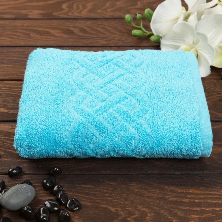 Terry towel "Plait", blue color, 30x70 cm