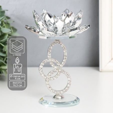 Glass candlestick, 1 candle "Lotus on rings" D-4 cm 11.2x9x16.5 cm