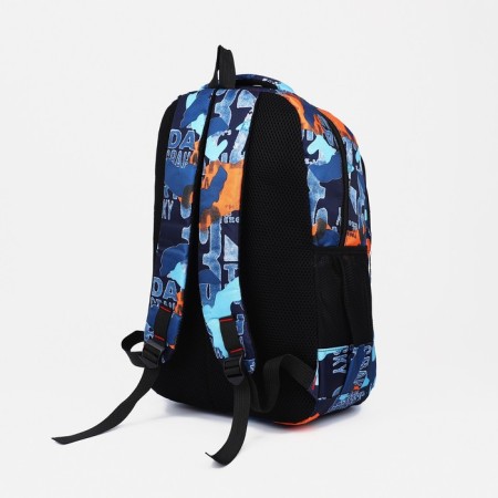 Youth backpack on lightning from textiles, 2 pockets, blue color-3