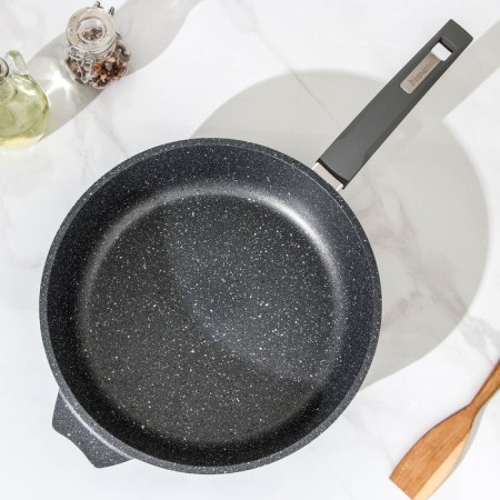 Granite pan, d = 28 cm, plastic handle, anti -stick coating, gray color-1