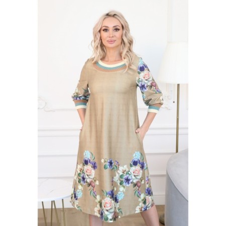 Women's dress, size 48, beige color-10