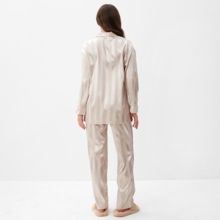 Female set (shirt, trousers) KAFTAN SILK "strip" R.48-50, cream-3