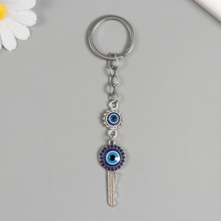 Keychain from the evil eye metal "Key of luck" 2x7 cm