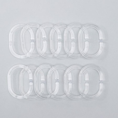 A set of rings for curtains in the bathroom, plastic, 12 pcs, the color is transparent
