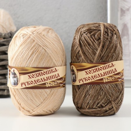 Yarn "NOSTOCE PRODUCATION" 100% polypropylene 200 ± 20m/50g set 2pcs (dark flax, beige)