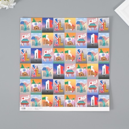 Scrapbooking paper bilateral "travel" density 180 grams set 5 pcs 30.5x32 cm-2