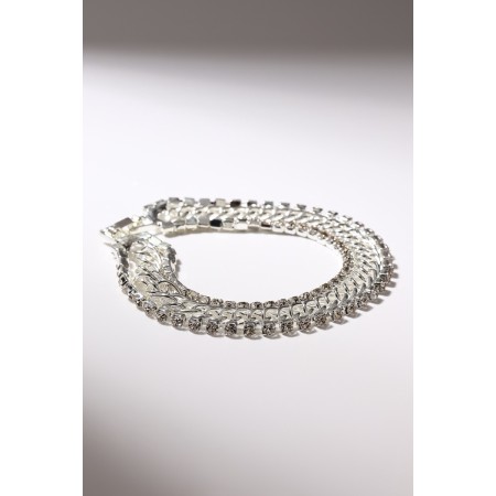 Bracelet with rhinestones "shine" chain, white color in silver, l = 18 cm-1
