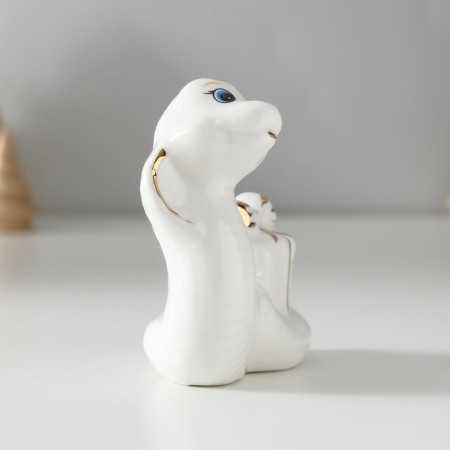 Souvenir Ceramics "White Cobra with a gift" with gold 3.5x8x7.5 cm-2