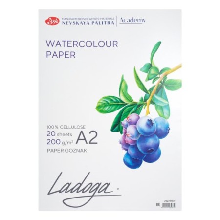 Watercolor paper in the A2 folder, Ladoga, 20 sheets, 200 g/m2, medium -grained, 252781931-1