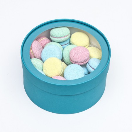 Gift box "Frilly" blue-grass, hooked with a window, 21 x 11 cm-1