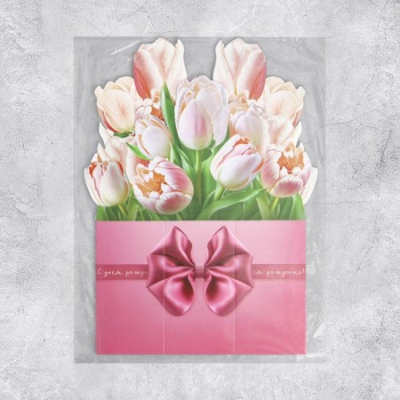 Volumetric postcard "Happy Birthday", tulips, 17 × 9 × 31 cm-5