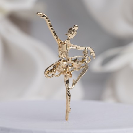 Brooch "Ballerina" on stage, green-raspberry color in gold-1