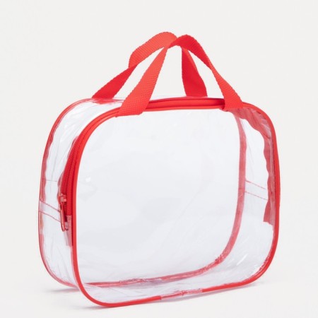 Lightning cosmetic bag, transparent/red color-1