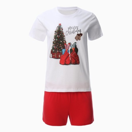 Female home set (T -shirt, shorts), white/red color, size 46-4