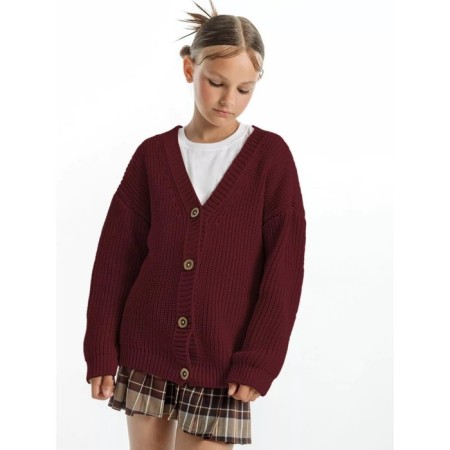 Кардиган для девочки Amarobaby Knit, рост 128 см, цвет бордовый-7