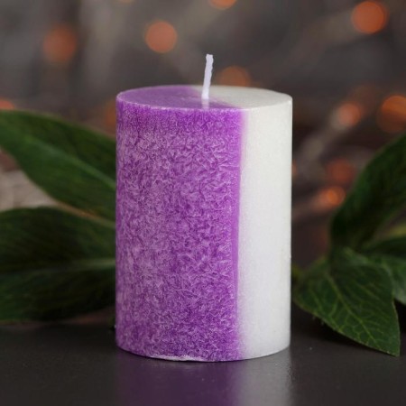 Candle cylinder 5x7.5cm, "crystalline pattern", cinnamon-2