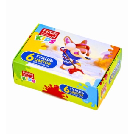 Gouache 6 colors x 10 ml, kids "animals", in a cardboard box-4