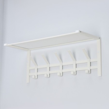 Ban with the Toronto 21 shelf, 67 × 27 × 27 cm, 5 double hooks, white color