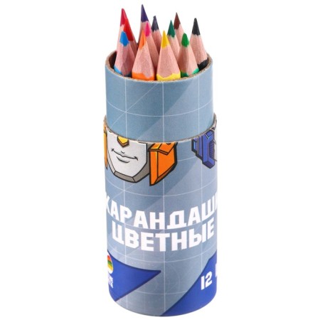 Colored pencils in a tube, 12 colors, trihedral, transformers-4