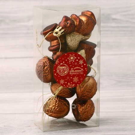 Set of jewelry plastic 8 pcs "Squirrels and nuts" brown-1