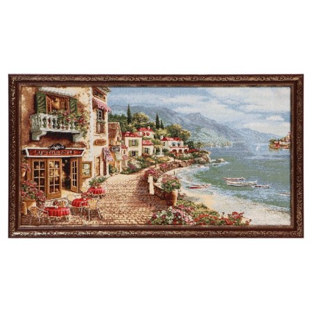 Tapestry "Restaurant on the Embankment" 66x38 cm frame mix