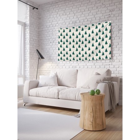 Decorative panel with photo printing "Christmas trees dance", horizontal, size 150x200 cm