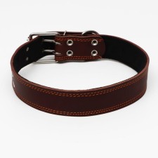 Leather collar on synthetic winterizer, 82 x 4.5 cm, Osh 50-70 cm, brown