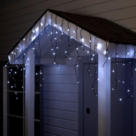 Garland "fringe" 4 × 0.6 m, IP44, dark thread, 180 LED, white glow, 8 modes, 220 V
