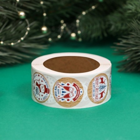 Stickers in the roll "Wooden Style", 500 pcs, 2.5 x 2.5 cm-1