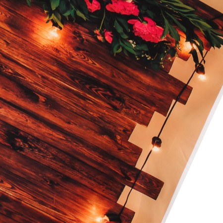 Photophone Vinyl "Peonies and flashlights on the plank wall" 80x125 cm-1