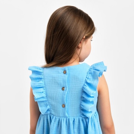 Baby dress with ruffles KAFTAN "Muslin", p 26 (80-86cm), blue-6
