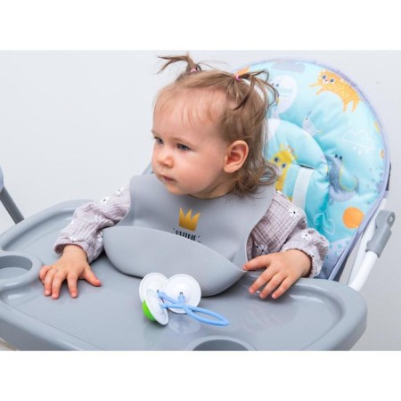 Blory for feeding "shine" silicone with pocket, gray color-2