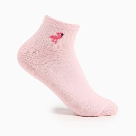 Women's socks shortened "flamingos", light pink color, size 23-25