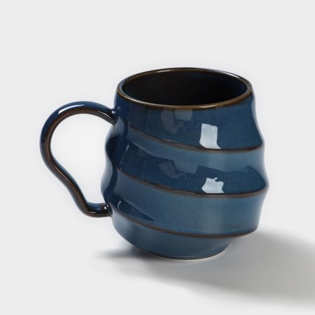 Ceramic "shell" mug, 320 ml, blue color-1