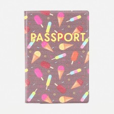 Cover for passport, cappuccino color/multi -colored