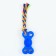 Chewing toy with a rope "Bone on a leash", 9.5 cm, blue