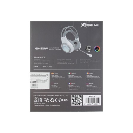 Headphones XTRIKE Me GH-515W, game, full-size, backlight, Mic, USB+2x3.5 mm, 2 m, white-6