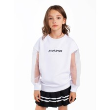 Sweatshirt for girl Crystal, height 140 cm, white color
