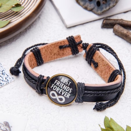 Bracelet Skin "New Day" Best Friends Forever, Black Color, 8 cm-2
