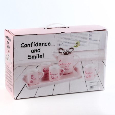 Ceramic tea set on the stand "Bant", 5 items: teapot 900 ml, 4 circles 200 ml-11