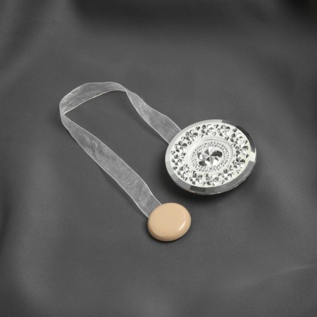Picking for curtains "Bouquet", D = 6 cm, white color-1
