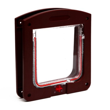 Animal door with 4 modes, opening 15x15.5 (total 22.5x20 cm), dark brown