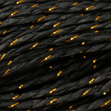 Yarn 100% cellulose "Softino Raffia Color Melange" Washed, black with gold 10m-2