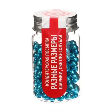 Confectionery sprinkling "different sizes", balls, light blue, 50 g-1